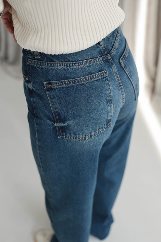 486 Yüksek Bel Paçası Kesik Straight Jean