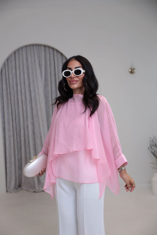 5026 Uçuşan Pelerin Bluz PEMBE