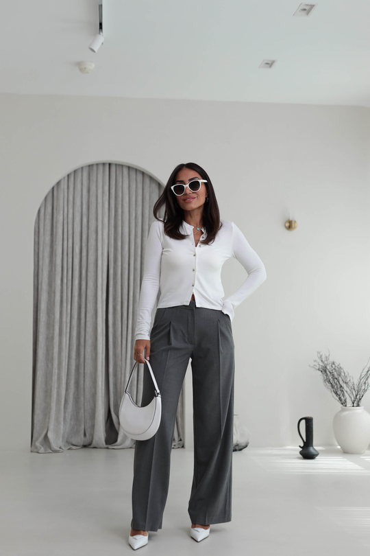9003 Arka Bel Lastikli Palazzo Pantolon KOYU GRİ