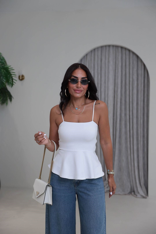 2754 Askılı Top Bluz BEYAZ