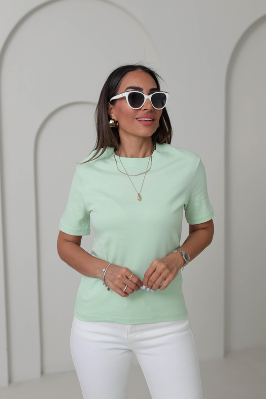 1075 Bisiklet Yaka Pamuklu Basic Tshirt MİNT