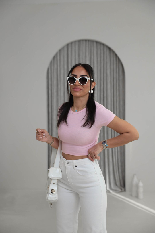 1104 Modal Crop Tshirt PEMBE