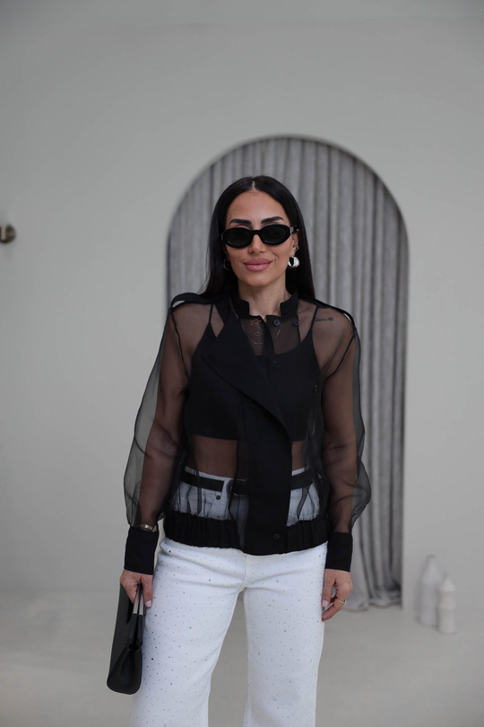 3718 Organze Atletli Bomber Ceket SİYAH