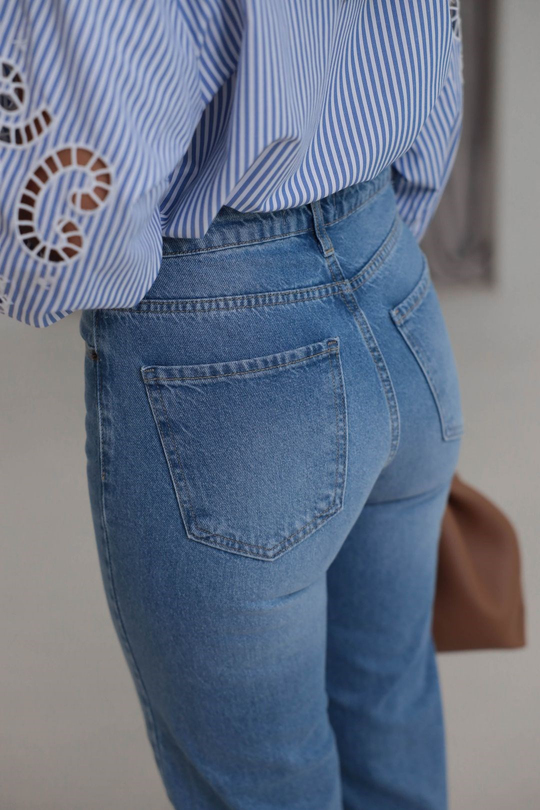 2411 Düz Paça Yüksek Bel Straight Jean MAVİ