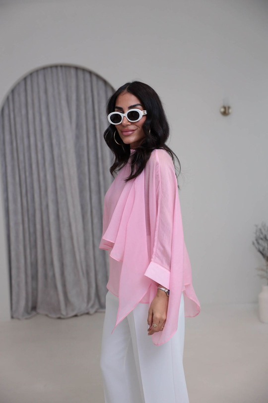 5026 Uçuşan Pelerin Bluz PEMBE