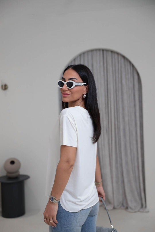 1020 Oys Lazer Kesikli Modal Tshirt EKRU
