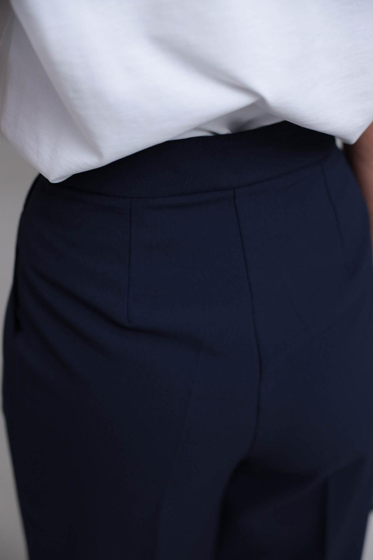 3869 Çift Pilili Kumaş Pantolon LACİVERT