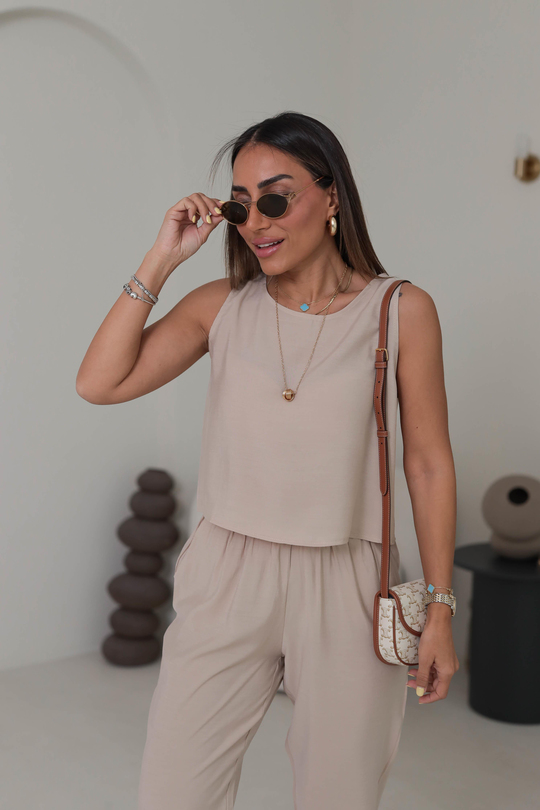 3089 Tencel Kumaş Kolsuz Takım TAŞ