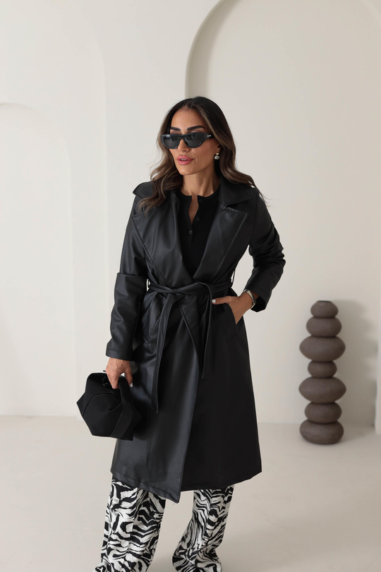 3008 Suni Deri Trenchcoat