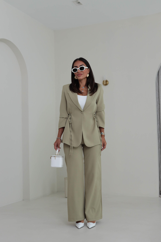 9241 Bağlamalı Oversize Ceketli Takım AÇIK HAKİ
