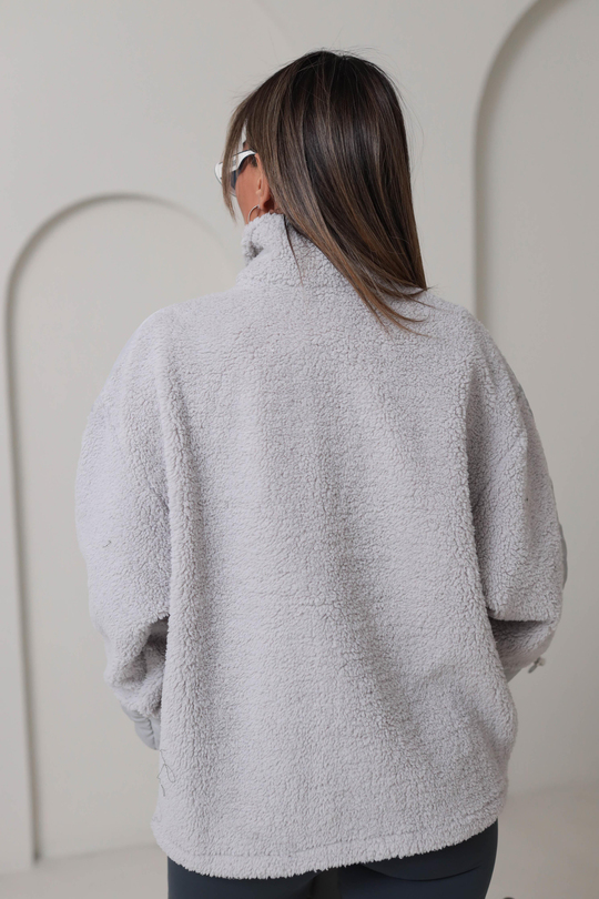 Yarım Fermuarlı Paraşüt Kumaş Detaylı Sweatshirt GRİ