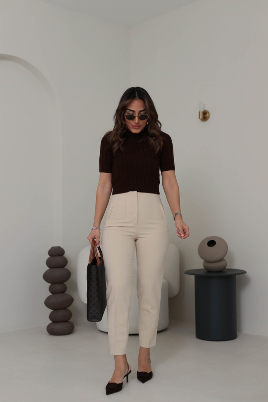 U5113-K Önü Flotalı Kumaş Pantolon AÇIK BEJ