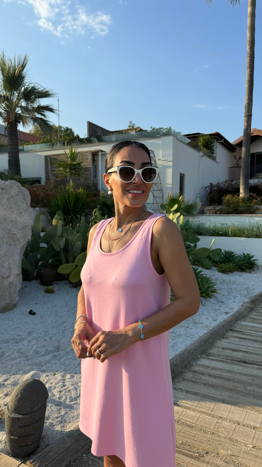6508 Askılı Modal Elbise PEMBE