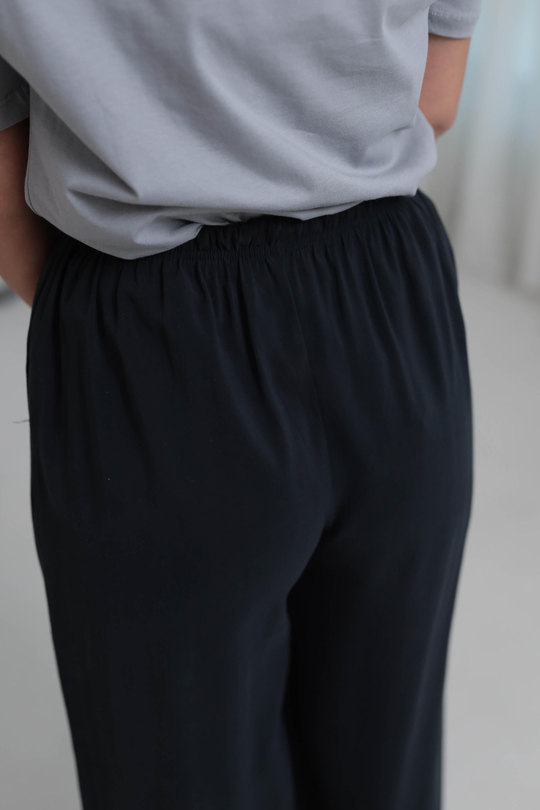 8002 Beli Lastikli Bağcıklı Tencel Pantolon ANTRASİT