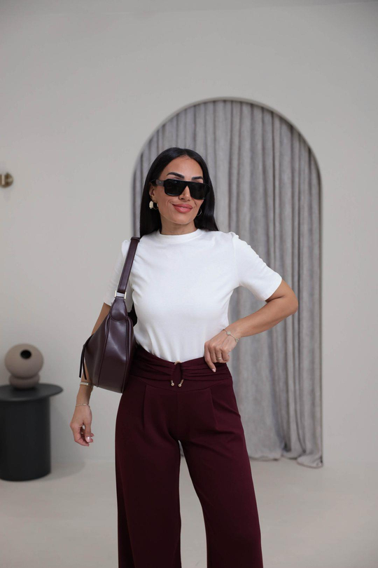 1075 Bisiklet Yaka Pamuklu Basic Tshirt EKRU