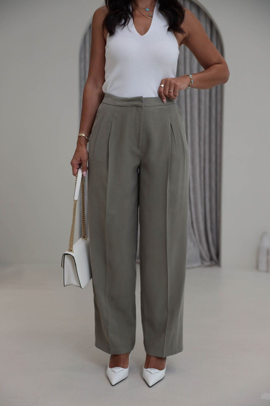 7545 Beli Ayarlanabilir Tencel Pantolon HAKİ YEŞİL