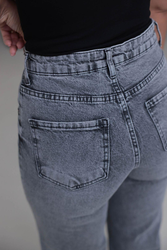 Yüksek Bel Wide Leg Jean GRİ