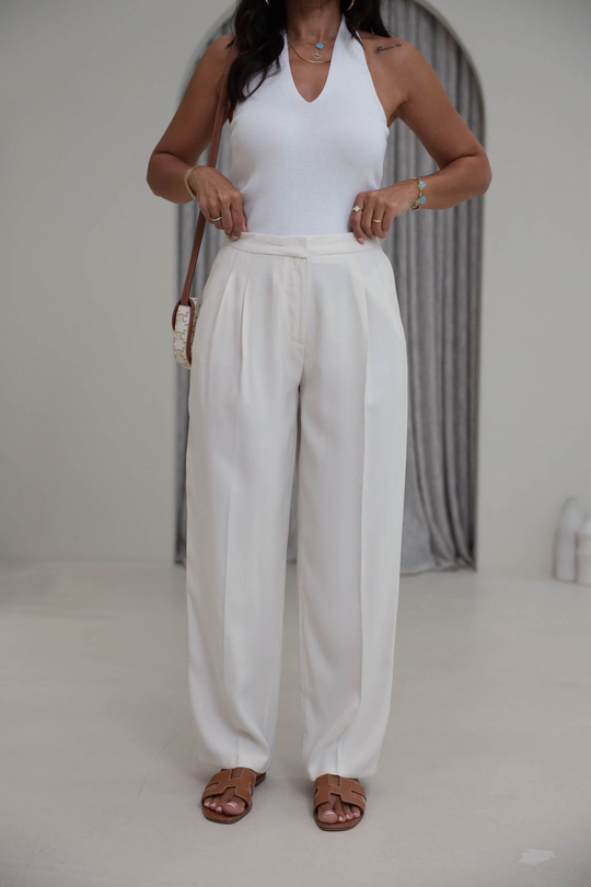 7545 Beli Ayarlanabilir Tencel Pantolon EKRU