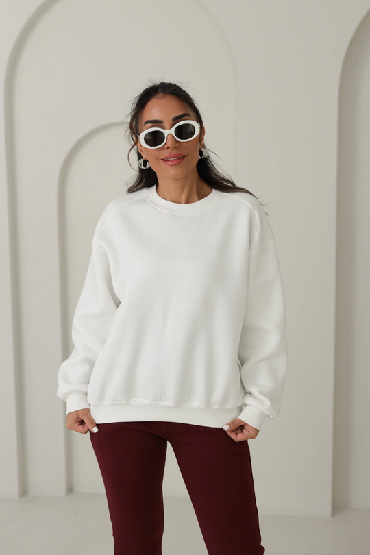 134 Bisiklet Yaka İplik Şardonlu Sweatshirt