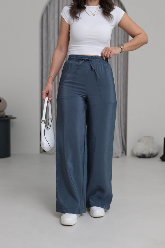 7010 Bel Lastikli Rahat Pantolon Indigo