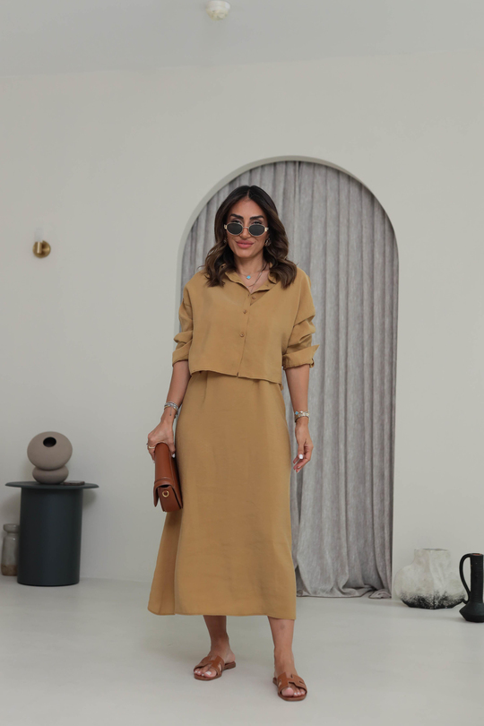 1153 Tencel Gömlek & Elbise Takım HARDAL