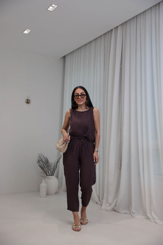 3089 Tencel Kumaş Kolsuz Takım MÜRDÜM