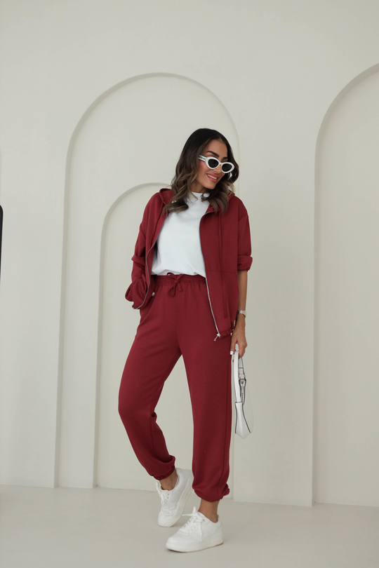 0091 Bel Lastikli Modal Kumaş Takım BORDO