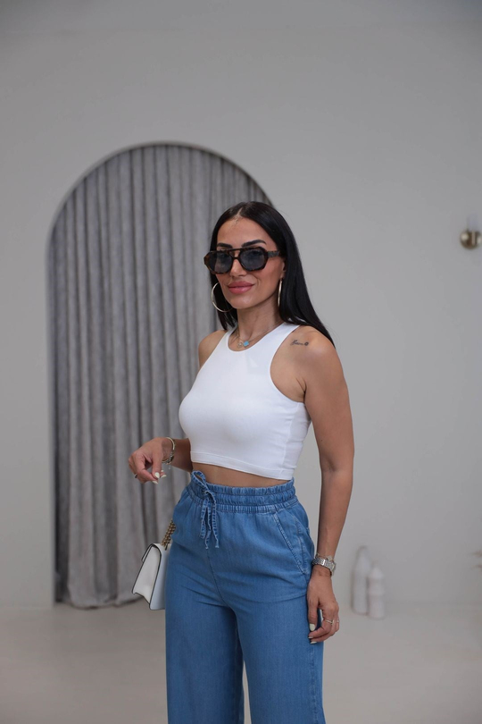 2941 Kolsuz Liyosel Crop Atlet BEYAZ