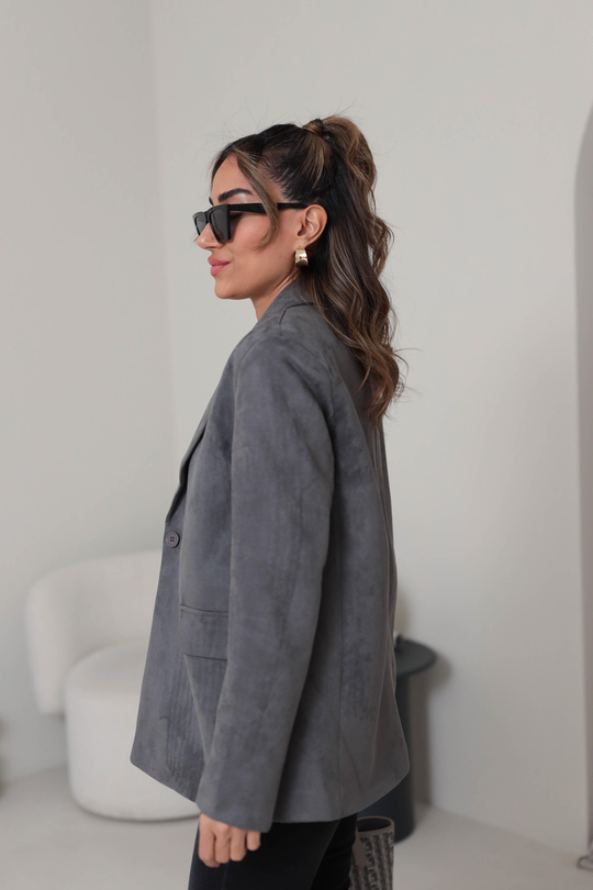 5433 Süet Blazer Ceket GRİ