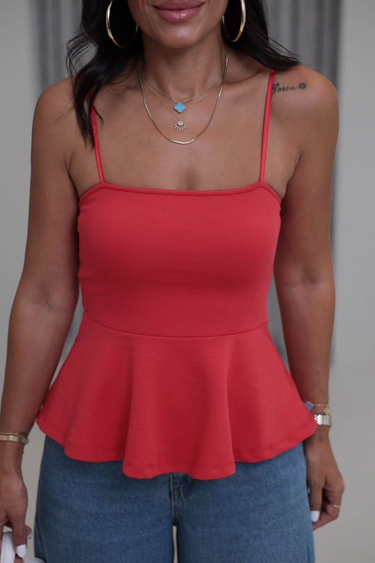 2754 Askılı Top Bluz KIRMIZI