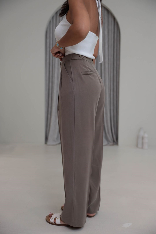 7545 Beli Ayarlanabilir Tencel Pantolon VİZON