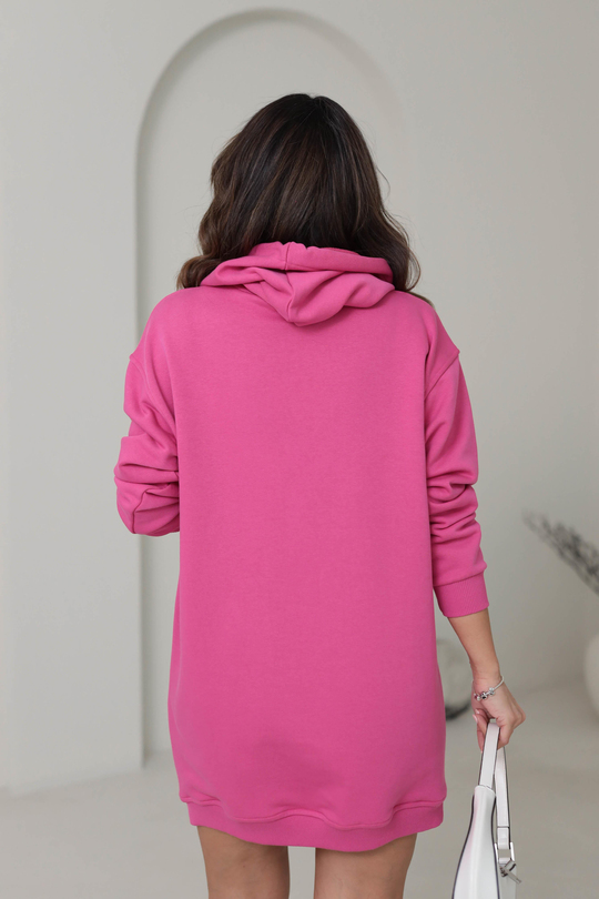 1231 Kapşonlu Sweat Elbise FUŞYA