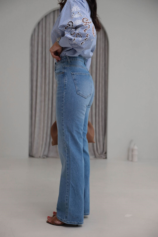 2411 Düz Paça Yüksek Bel Straight Jean MAVİ