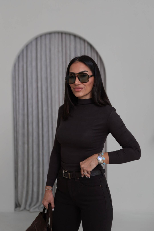 5048 Yandan Büzgülü Bluz KAHVE