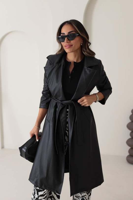 3008 Suni Deri Trenchcoat