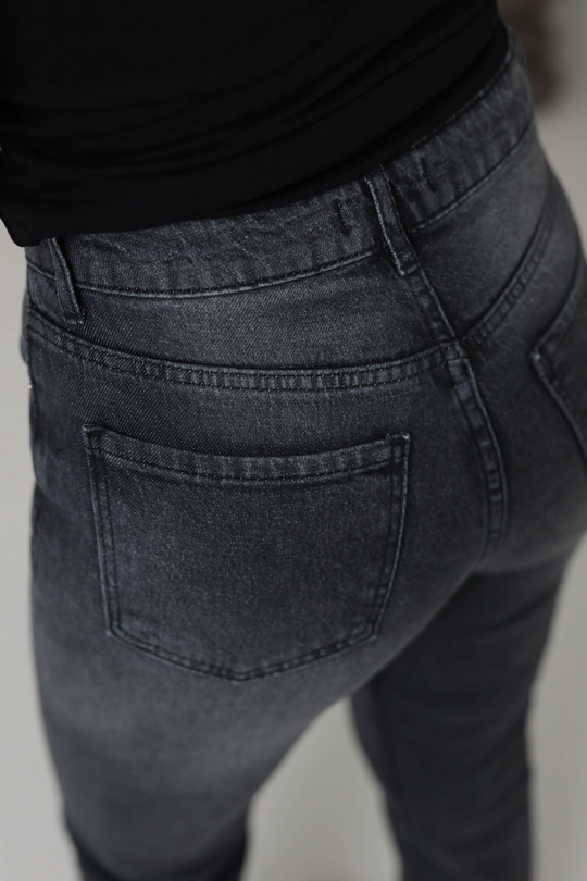 ZA Lazer Kesikli Boyfit Jean ANTRASİT