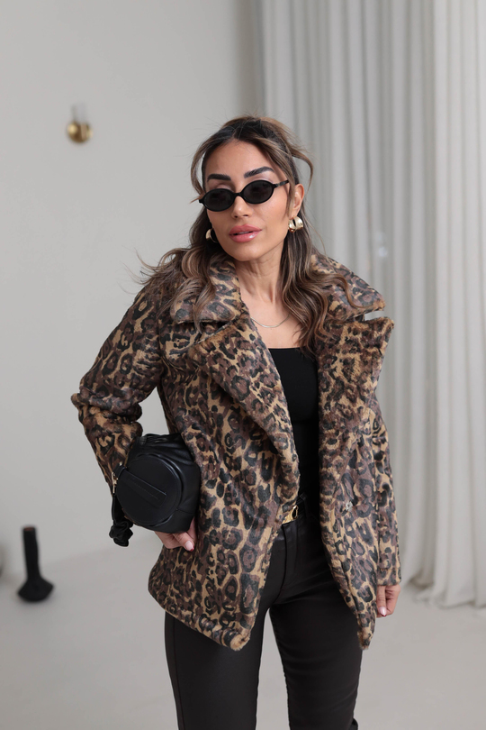 9547 Leopar Yumuşak Kürk Ceket LEOPAR
