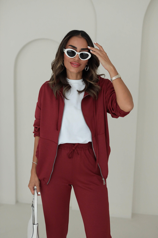 0091 Bel Lastikli Modal Kumaş Takım BORDO