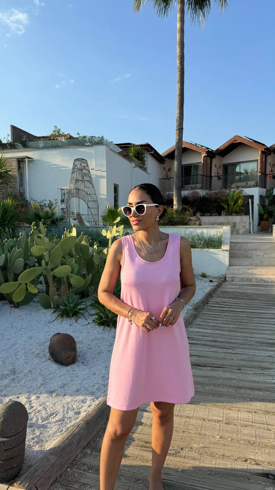 6508 Askılı Modal Elbise PEMBE