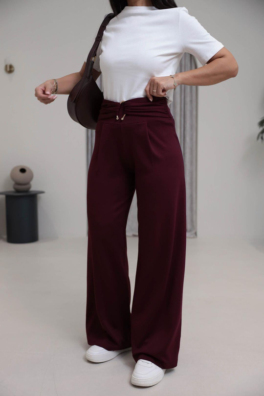 9888 Toka Detay Modal Pantolon BORDO