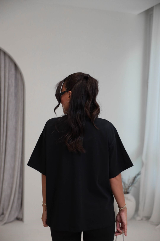 3300 Bisiklet Yaka Oversize Basic Coton Tshirt SİYAH