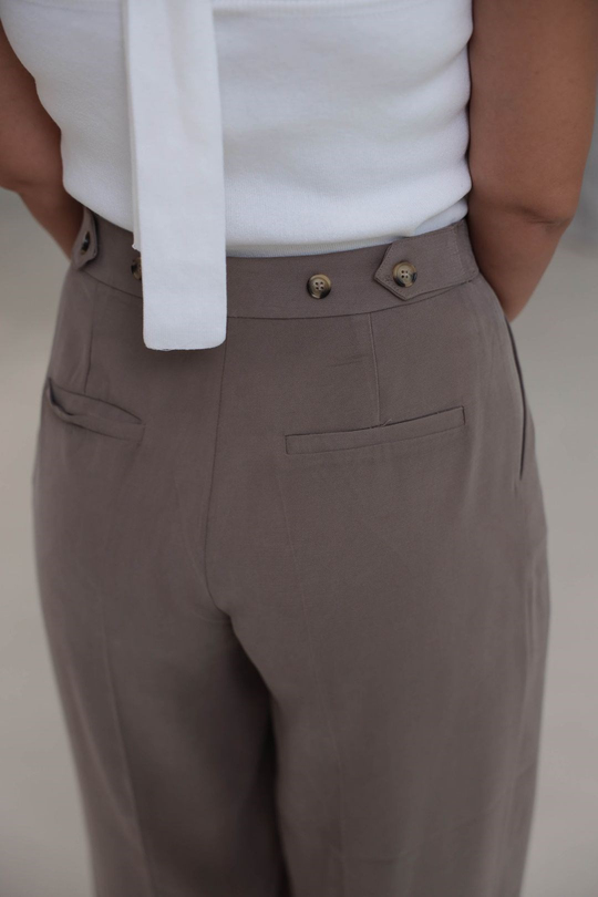 7545 Beli Ayarlanabilir Tencel Pantolon VİZON