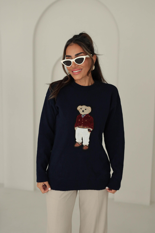 5205 Bear Aplikeli Triko Kazak