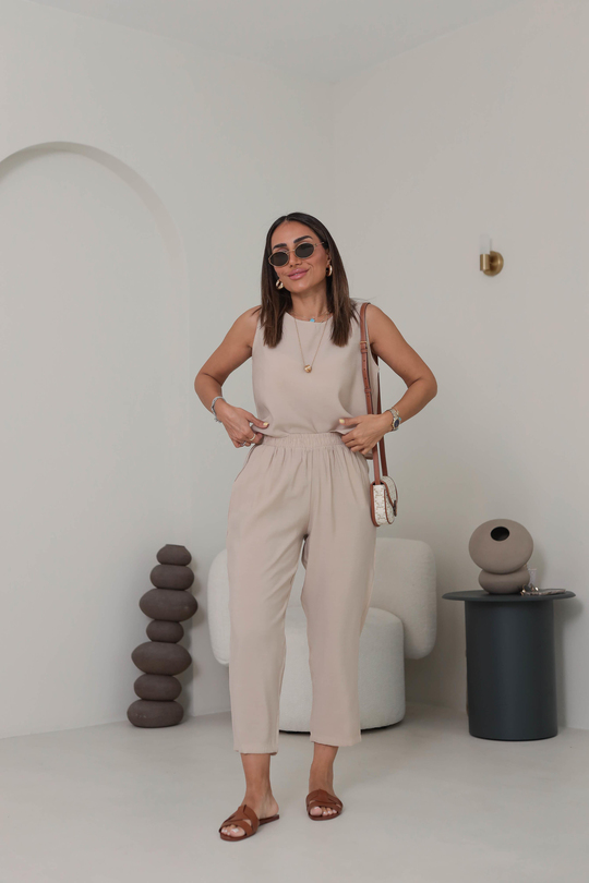 3089 Tencel Kumaş Kolsuz Takım TAŞ