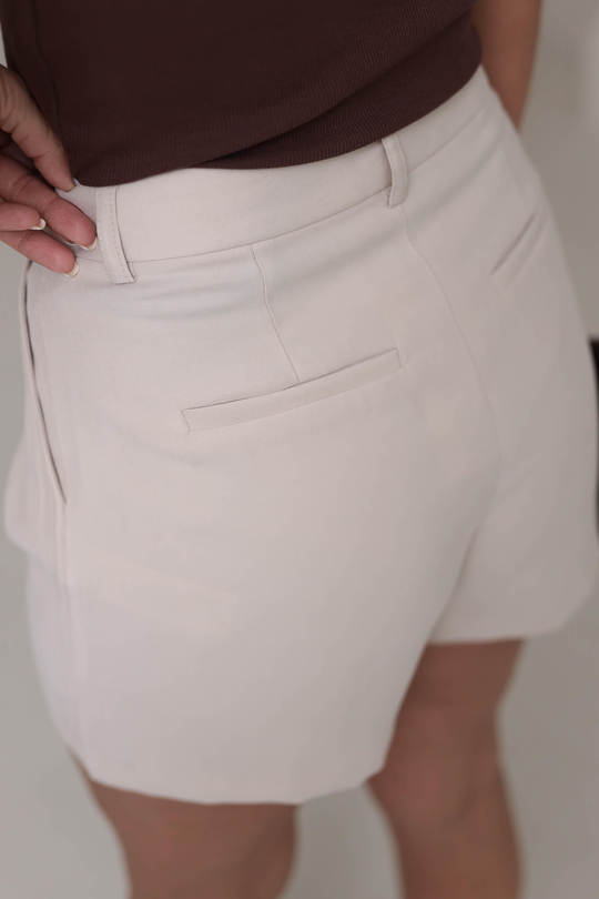 6890 Tencel Kumaş Şort AÇIK BEJ
