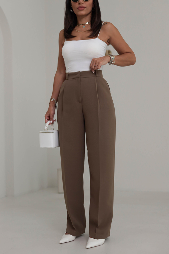 1024 Pile Detaylı Kumaş Pantolon CAMEL