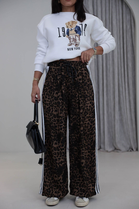 1786 Leopar Desen Yandan Çizgili Pantolon LEOPAR