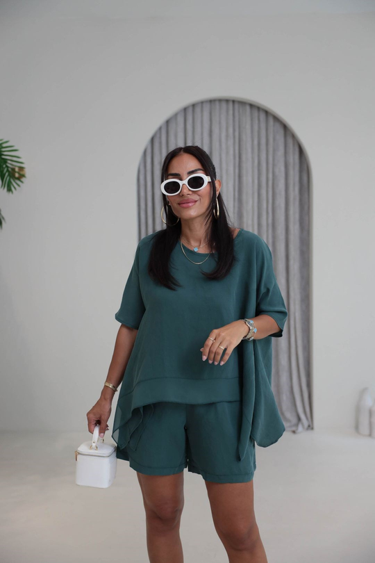 0548 Şortlu Tencel Kumaş Takım YEŞİL