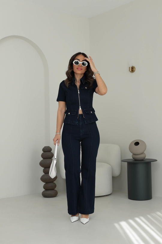 7051 Önü Çimalı Likralı Denim Pantolon LACİVERT