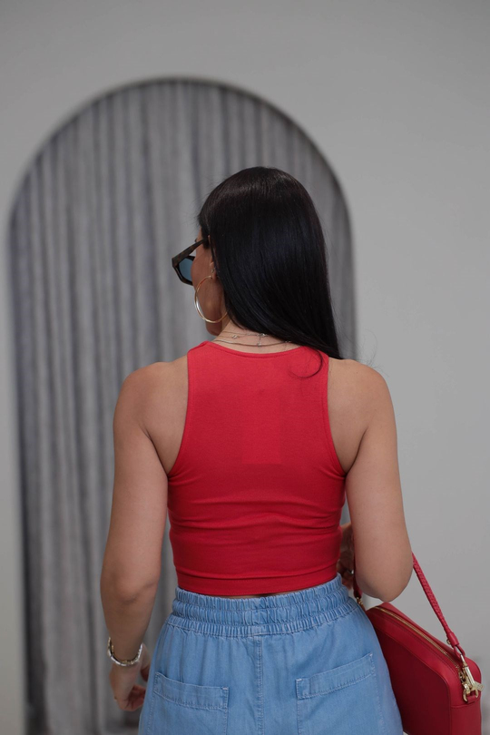 2941 Kolsuz Liyosel Crop Atlet KIRMIZI